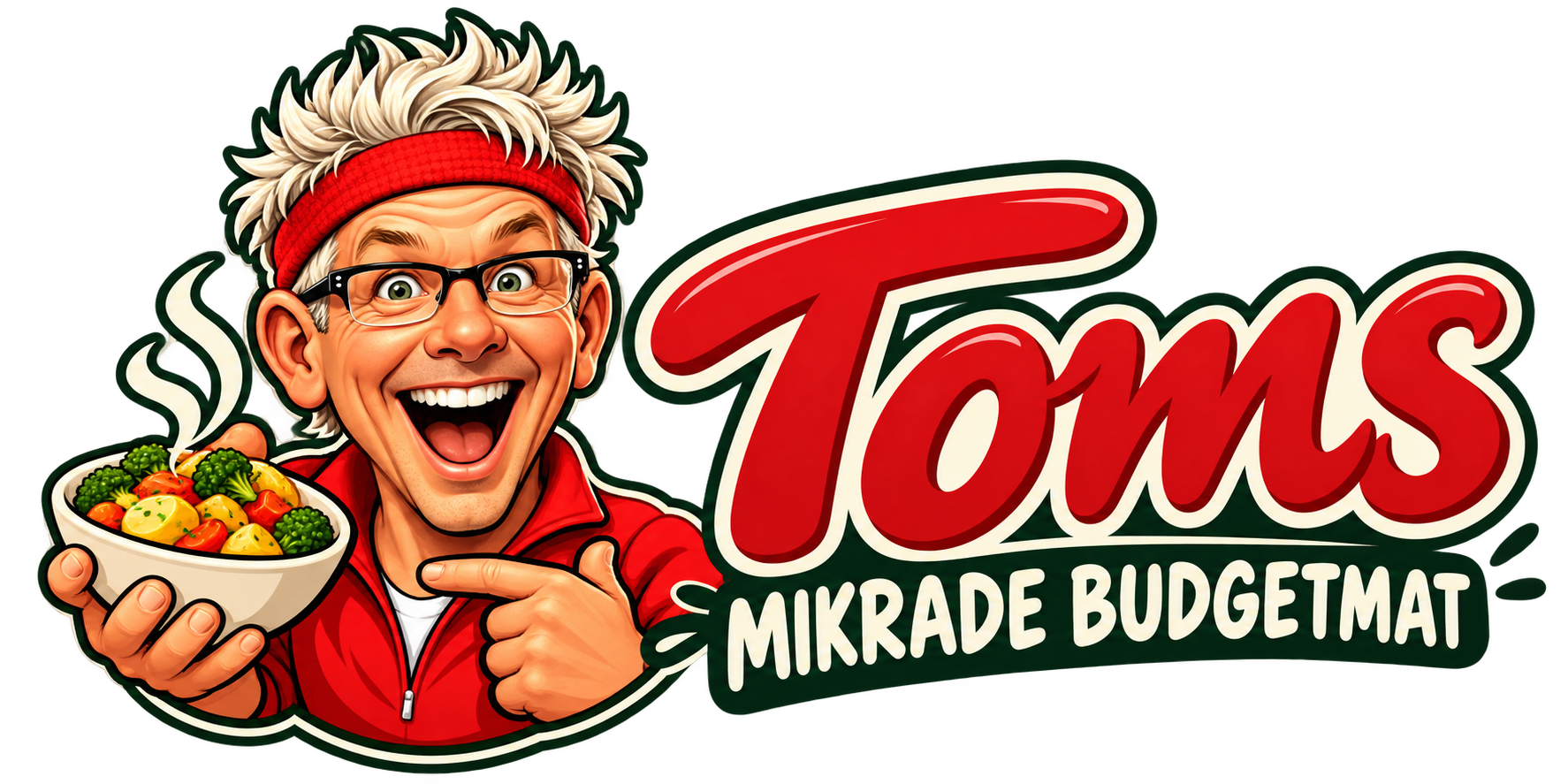 Toms mikrade budgetmat – glad Tom med en skål mat